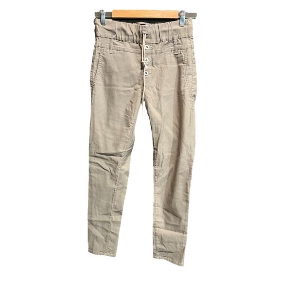 BEVY FLOG Pants - Bevy Flog Beige Skinny Pull‎ On Drawstring Women's Chino Pants Size 24